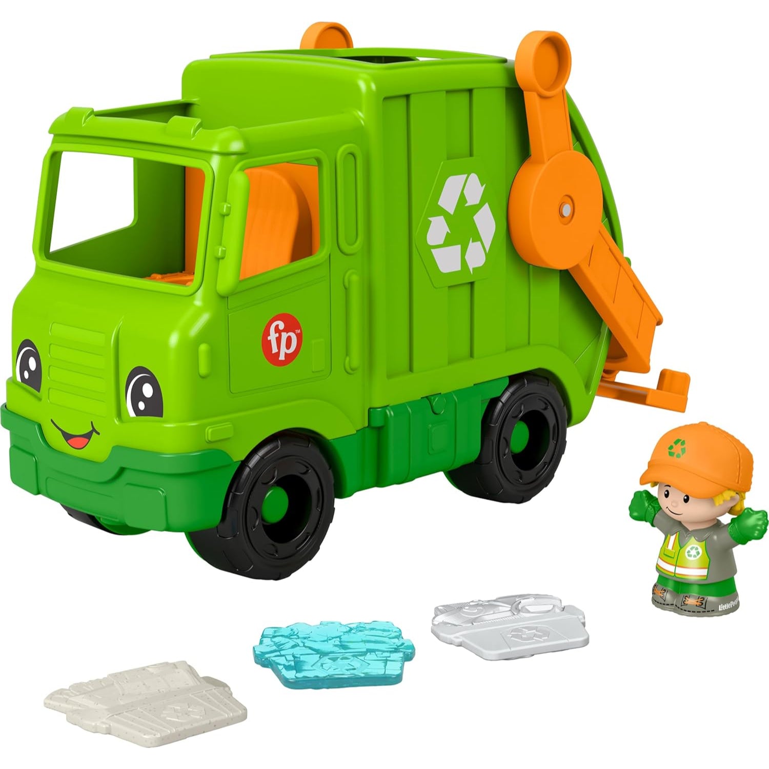 Fisher-Price Little People Musical Toddler Toy Recycling Truck Garbage Vehicle with Figure for Pretend Play