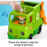 Fisher-Price Little People Musical Toddler Toy Recycling Truck Garbage Vehicle with Figure for Pretend Play