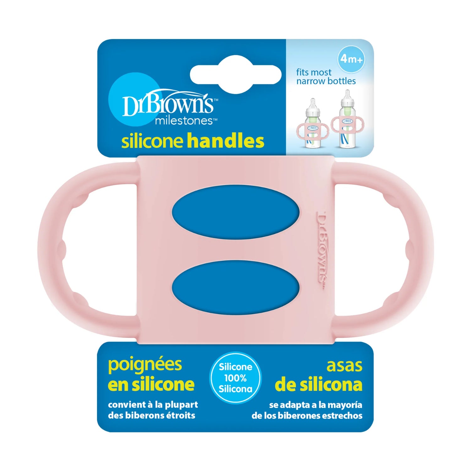 Dr. Brown's Milestones 100% Silicone Baby Bottle Handles, Narrow, Removable Easy-Grip Transitional Sippy Cup Handles