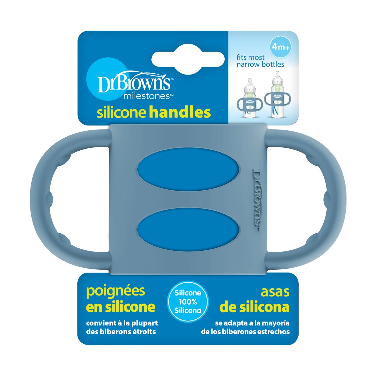 Dr. Brown's Milestones 100% Silicone Baby Bottle Handles, Narrow, Removable Easy-Grip Transitional Sippy Cup Handles