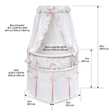 Badger Basket Elegance Round Baby Bassinet - Color: White Pique with Pink Trim