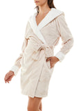 Jaclyn Intimates Womens Long Sleeve Knee Length Sherpa Lined Hooded Belted Robe