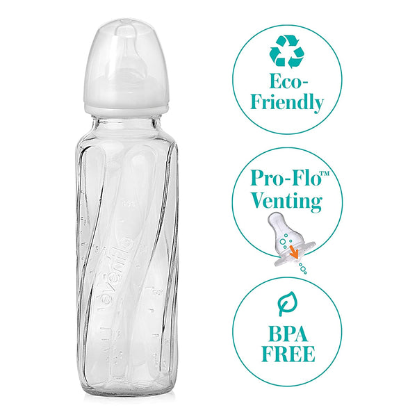 Evenflo Feeding Glass Premium Proflo Vented Plus Bottles, Clear, 8 Oun –  S&D Kids