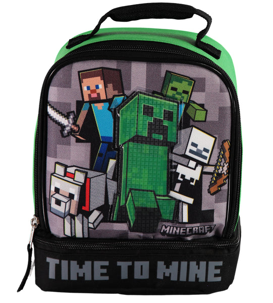 Minecraft Creeper Lunch Box Dual Compartment Insulated Lunch Kit S&D Kids Minecraft Creeper Lunch Box Dual Compartment Insulated Lunch Kit S&D Kids
