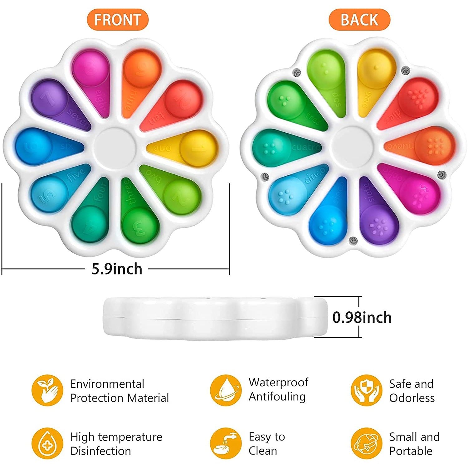 ThinkKool Toys Dimple Digits 1-10 Flower Dimples Fidget Popper Toy