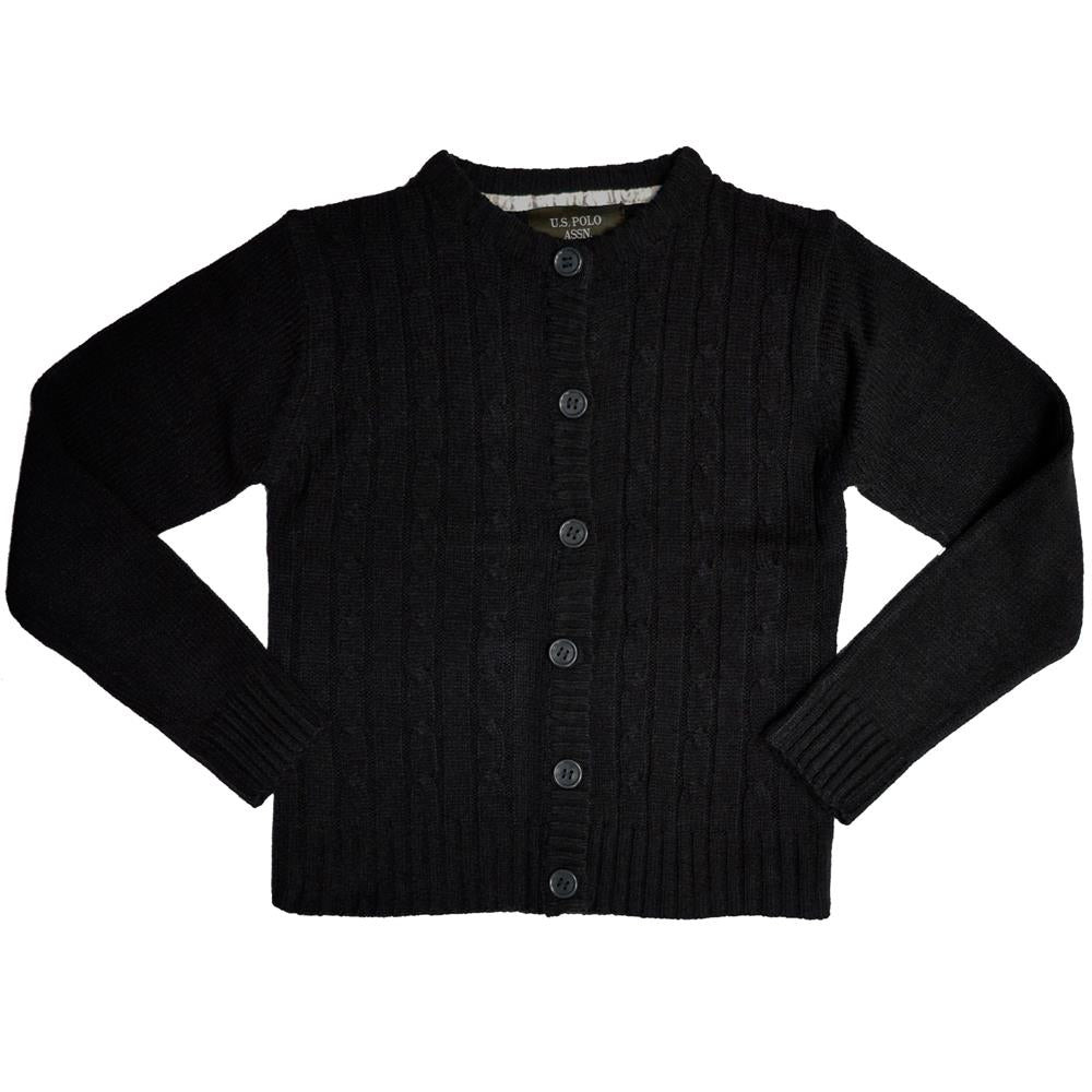 U.S. Polo Association Girls 4-6X Cable Knit Cardigan
