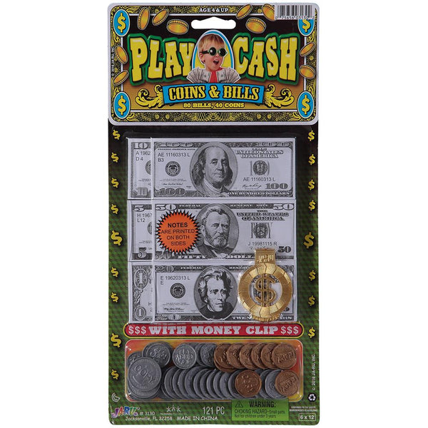 Ja-Ru Play Cash Coins & Bills with Money Clip