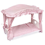 Badger Basket Canopy Doll Bed with Bedding – White/Pink