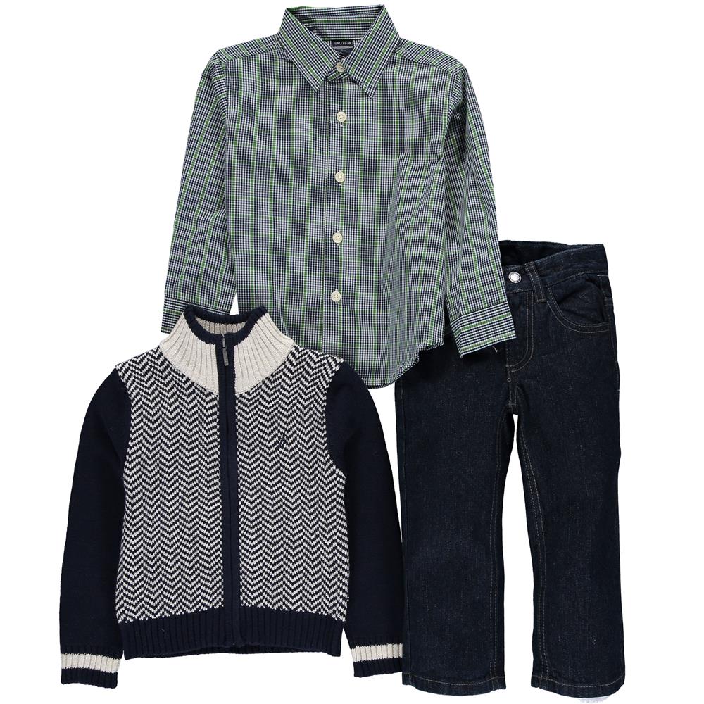 Nautica Boys 12-24 Months 3-Piece Sport Zip Sweater Set