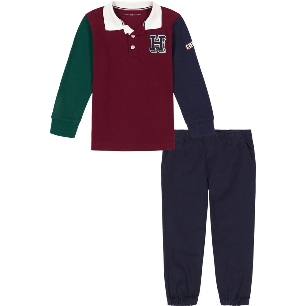 Tommy Hilfiger Boys 2T-4T Colorblock Rugby Pant Set