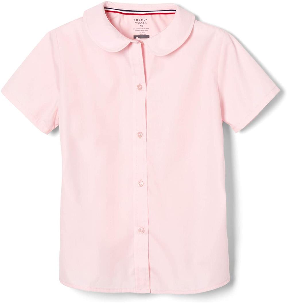French Toast Girls Peter Pan Short Sleeve Button Down Shirt