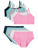 Cyndeelee Girls 7-14 Cotton 10-Pack Matching Bra & Panty Set