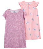 Carters Girls 2-14 Zebra Nightgowns, 2-Pack
