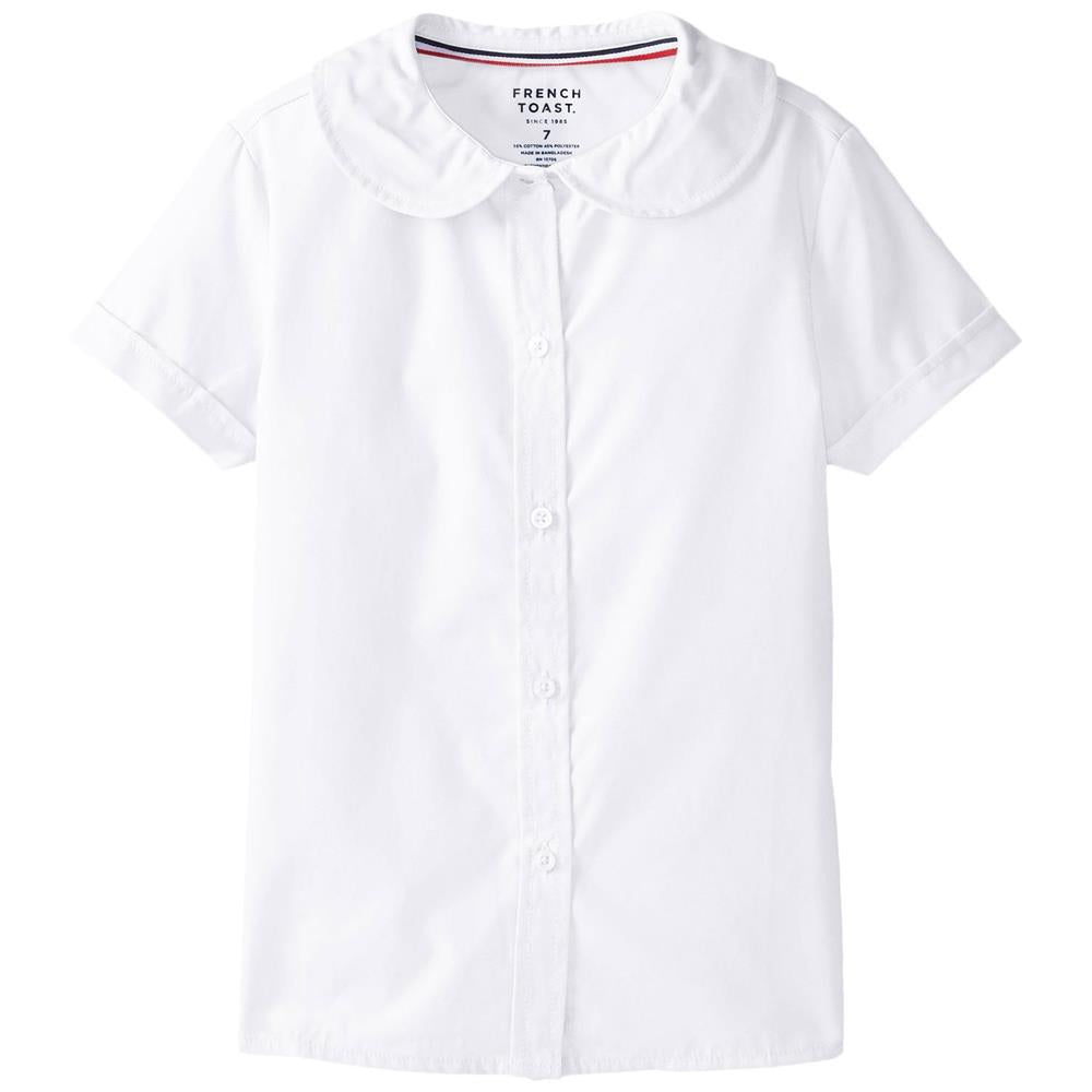 French Toast Girls Peter Pan Short Sleeve Button Down Shirt