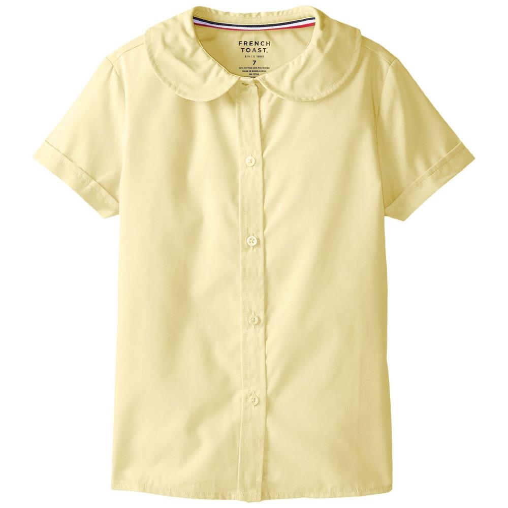 French Toast Girls Peter Pan Short Sleeve Button Down Shirt