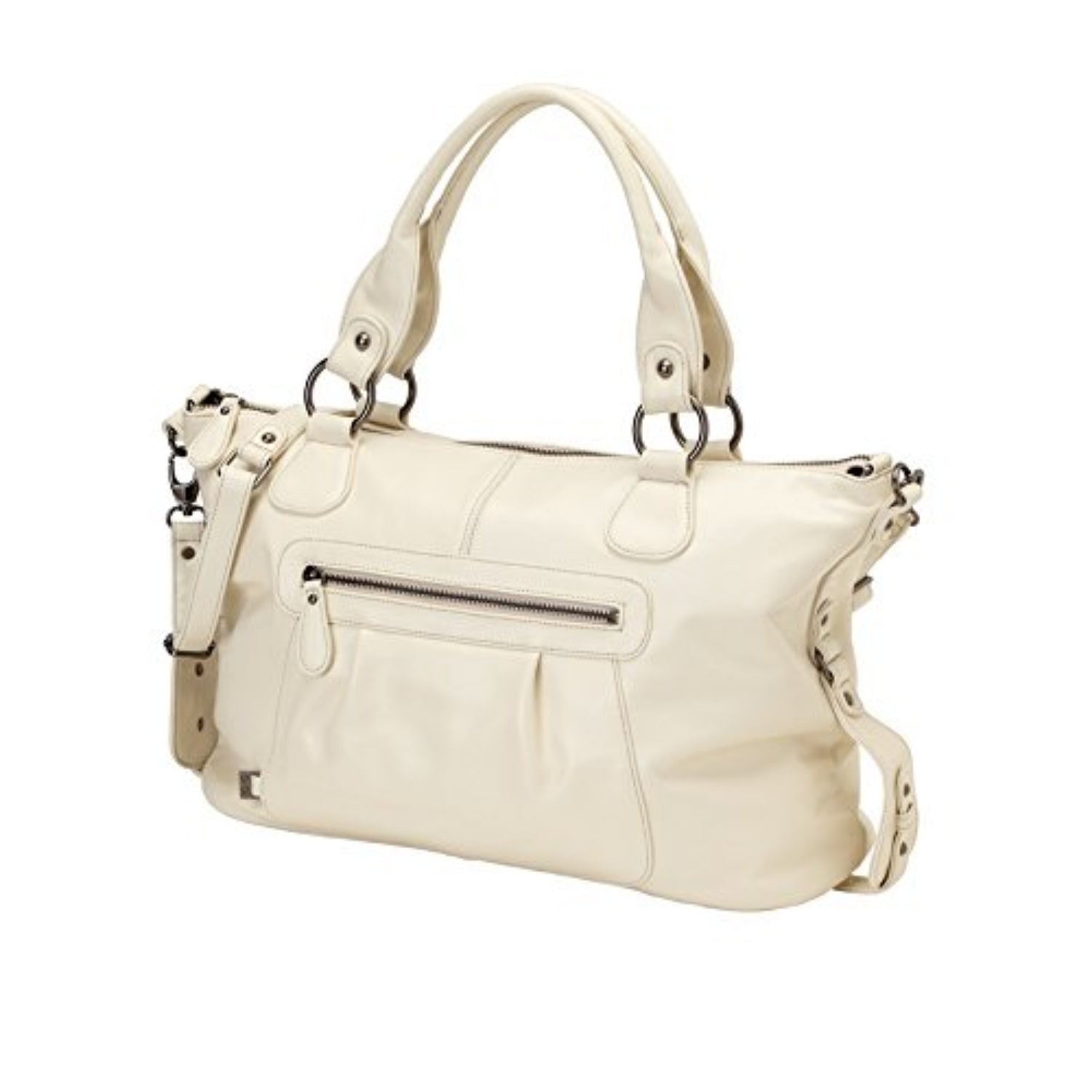 oioi Ivory Leather Slouch Tote Diaper Bag