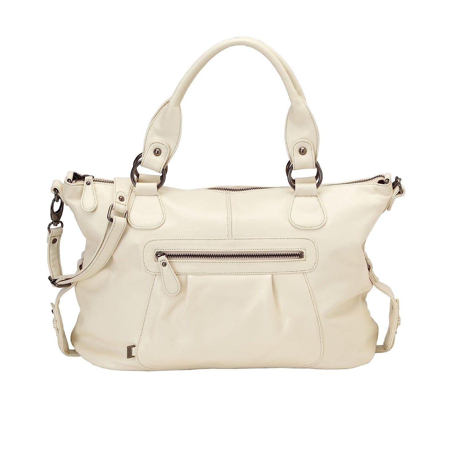 oioi Ivory Leather Slouch Tote Diaper Bag