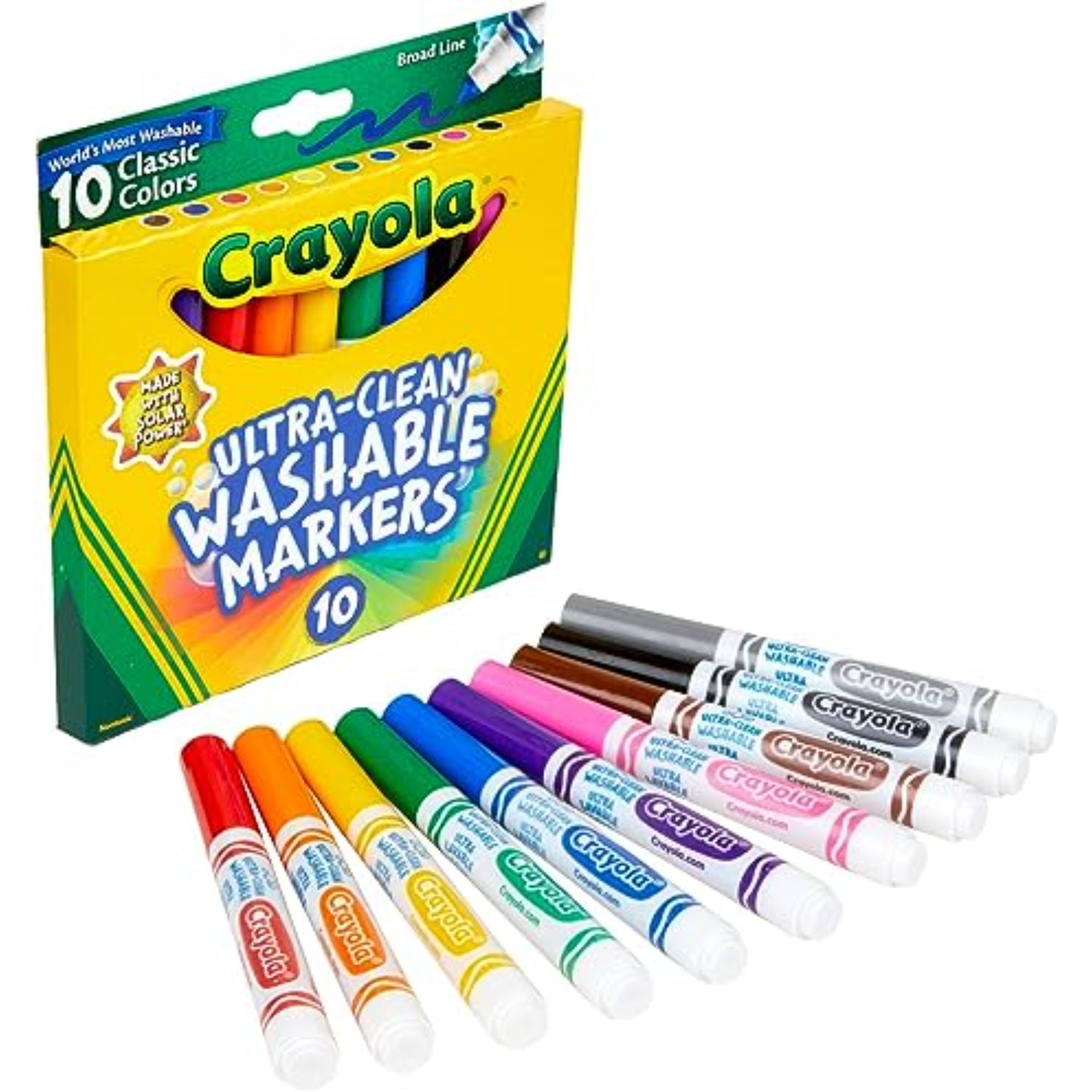 Crayola Ultra-Clean Markers, Washable, Broad Line, Classic Colors - 10 markers
