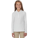 French Toast Girls 7-20 Long Sleeve Interlock Polo with Picot Collar