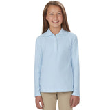 French Toast Girls 7-20 Long Sleeve Interlock Polo with Picot Collar