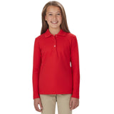 French Toast Girls 7-20 Long Sleeve Interlock Polo with Picot Collar