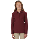 French Toast Girls 7-20 Long Sleeve Interlock Polo with Picot Collar