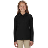 French Toast Girls 7-20 Long Sleeve Interlock Polo with Picot Collar