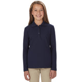 French Toast Girls 7-20 Long Sleeve Interlock Polo with Picot Collar