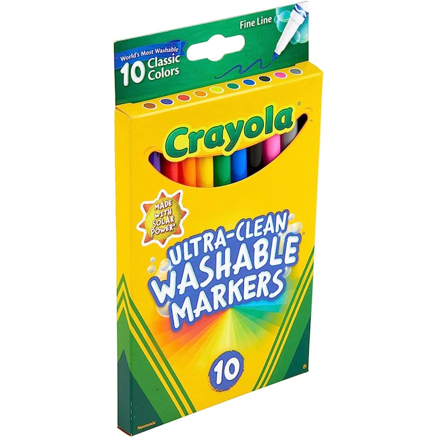 Crayola Ultra-Clean Washable Markers, Fine Line Multicolor, 10 Count
