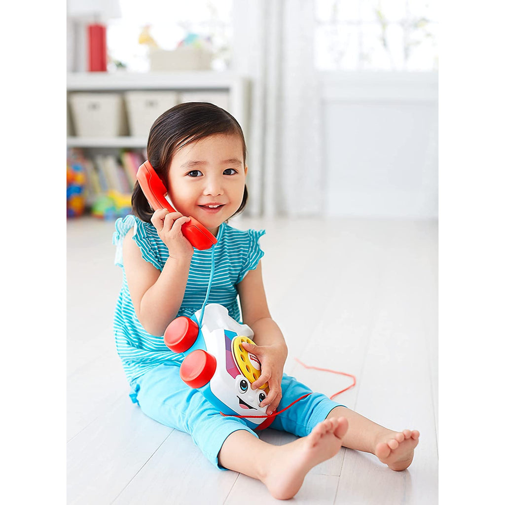 Fisher-Price Toddler Pull Toy Chatter Telephone Pretend Phone With Rot ...