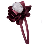 French Toast Bow Headband with Grosgrain Flower