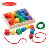 Melissa and Doug Primary Lacing Beads - Educational Toy With 30 Wooden Beads and 2 Laces