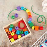 Melissa and Doug Primary Lacing Beads - Educational Toy With 30 Wooden Beads and 2 Laces