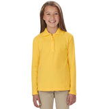 French Toast Girls 7-20 Long Sleeve Interlock Polo with Picot Collar