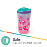 Nuby All in One Snack Bowl and No Spill Soft Straw Cup, 9 oz, Color May Vary