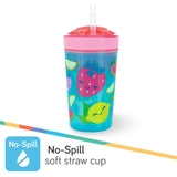 Nuby All in One Snack Bowl and No Spill Soft Straw Cup, 9 oz, Color May Vary