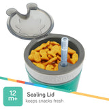 Nuby All in One Snack Bowl and No Spill Soft Straw Cup, 9 oz, Color May Vary
