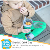 Nuby All in One Snack Bowl and No Spill Soft Straw Cup, 9 oz, Color May Vary