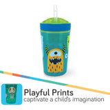Nuby All in One Snack Bowl and No Spill Soft Straw Cup, 9 oz, Color May Vary