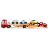 Melissa & Doug Emergency Vehicle Carrier Wooden Truck with 4 Rescue Vehicles