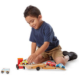 Melissa & Doug Emergency Vehicle Carrier Wooden Truck with 4 Rescue Vehicles