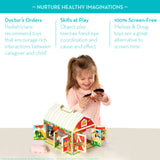 Melissa & Doug Latches Wooden Activity Barn with 5 Doors, 4 Play Figure Farm Animals