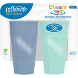 Dr. Browns Cheers 360 Spoutless Training Cup, 9m+, 10 Ounce, Blue/Aqua, 2 Count