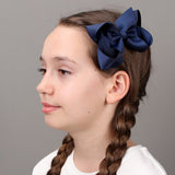 French Toast Jumbo Bow Barrette with Rhinestone Clusters