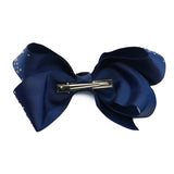 French Toast Jumbo Bow Barrette with Rhinestone Clusters