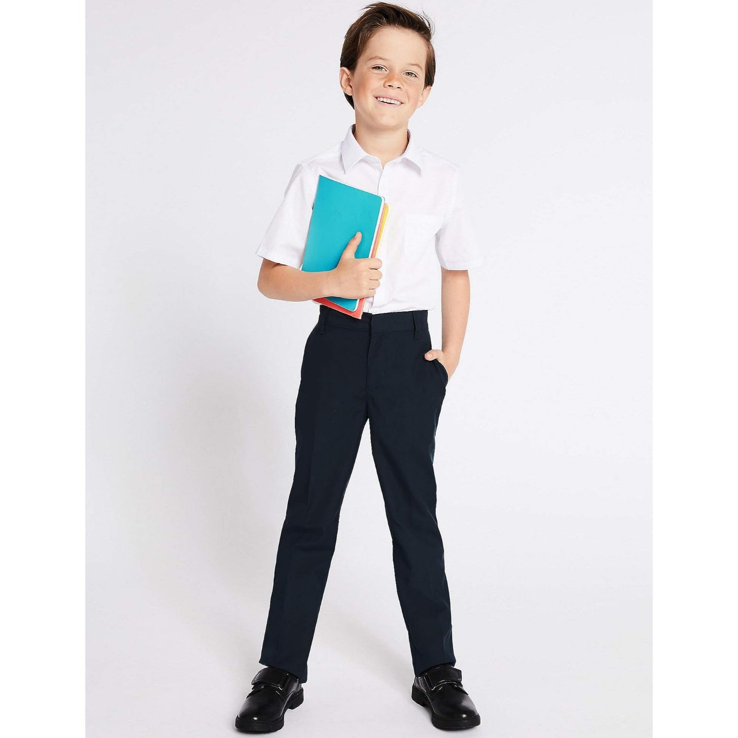 Smith's American Boys' Flat Front Twill Pants, Navy Smith's American Boys' Flat Front Twill Pants, Navy