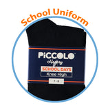 Piccolo Hosiery Girls School Uniform Knee-High Sock, Pack of Three