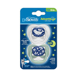 Dr. Browns Advantage Baby Pacifiers, Glow-in-The-Dark, 2 Count, Styles May Vary