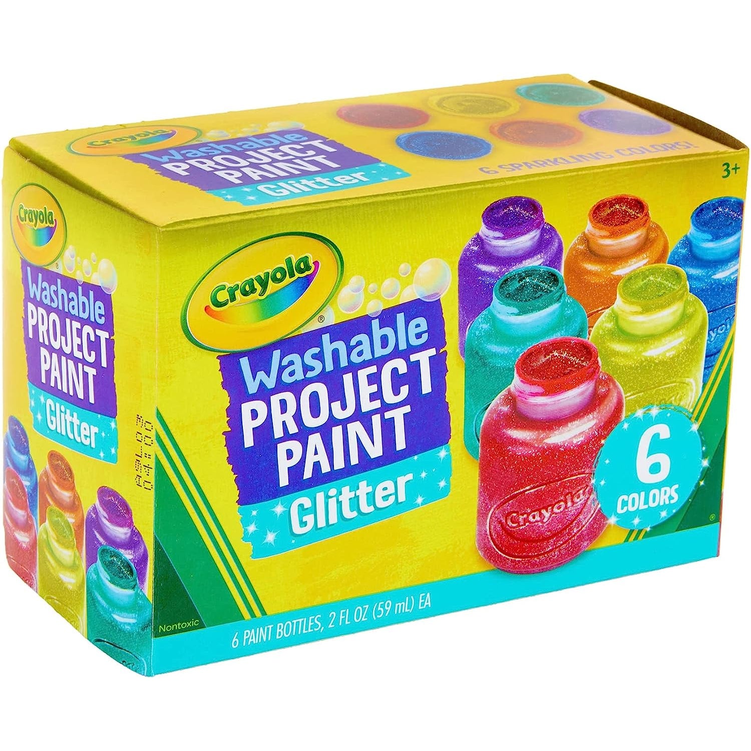 Crayola Washable Glitter Paint, Great for Classroom Projects, 6 Count