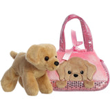 Aurora® Fashionable Fancy Pals™ Peek-A-Boo™ Lab Stuffed Animal - Plush with Stylish Purse for Dress Up Fun - Perfect for Kids 3+ Years, Costumes, and Birthdays - Brown 7 Inches